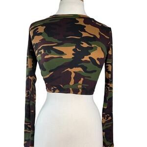 Camo Long Sleeve Crop Top Womens Size M